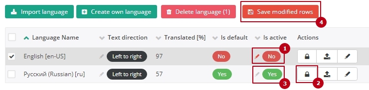 В открывшемся окне, выберите необходимый язык, и нажмите применить по умолчанию.