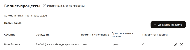Нажмем кнопку Добавить, после чего правило появиться в таблице