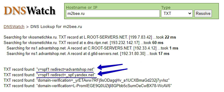 Проверяем какие SPF есть у домена
