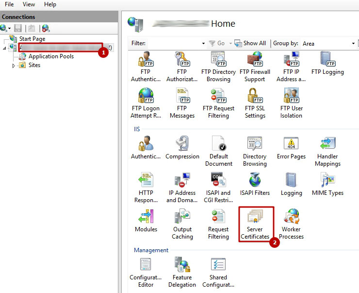 Установка SSL сертификата на Microsoft IIS 8.x (файл *.pfx) - 2069