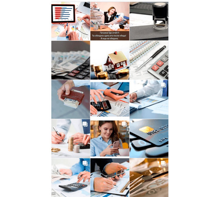 Лента инстаграм со стоковыми фотографиями