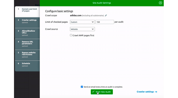 В SEMrush можно делать аудит сайта