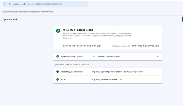 Пример отчета «Проверка URL» 
