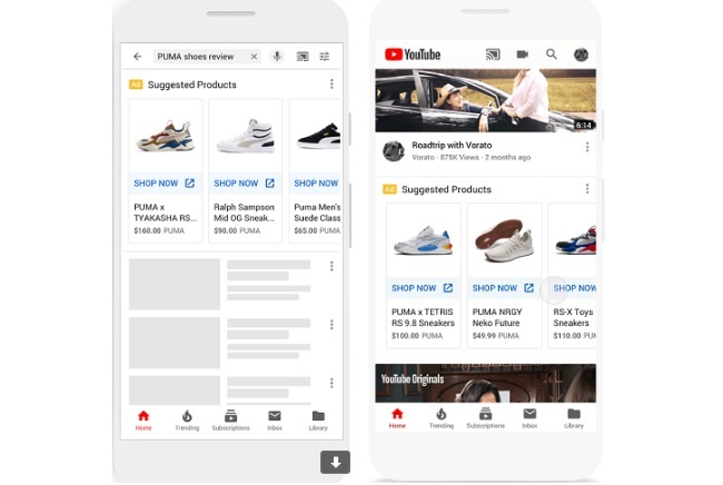 Пример рекламных объявлений от Google Shopping