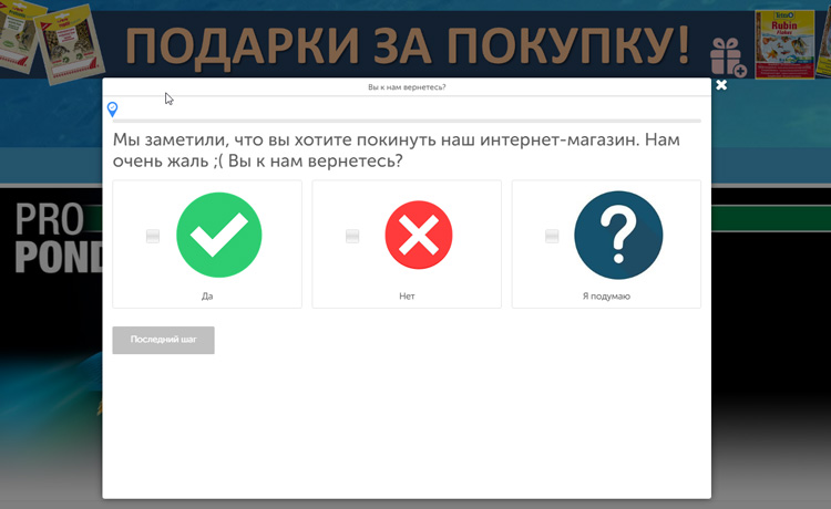 Квиз на главной странице aquaseason.ru