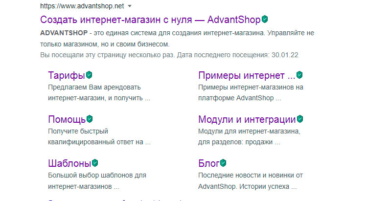 Пример представления в поиске