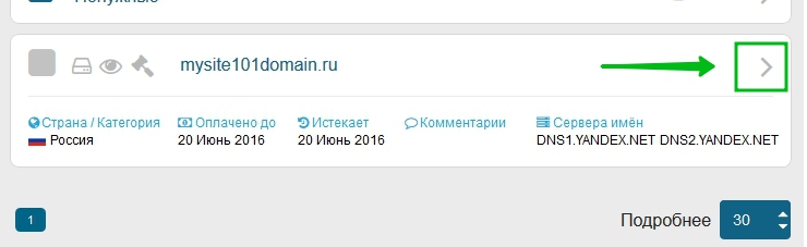 В списке находим нужный домен и нажимаем на него. 