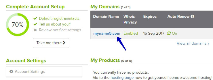 В списке находим нужный домен и нажимаем на него.
