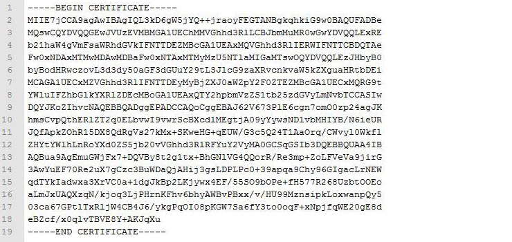 Пример "ответа", т.е. самого сертификата который выдается если регистрация прошла успешно.