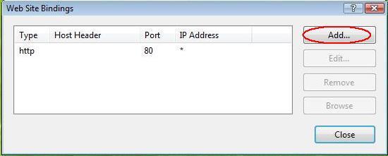 Откроется окно "Site Bindings".