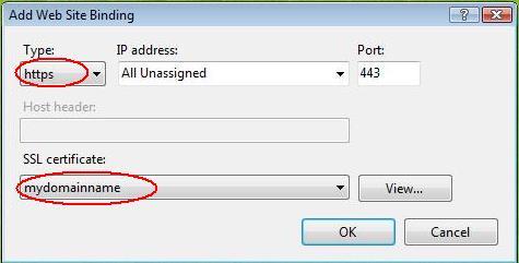 В окне "Site Bindings" нажмите "Add". Тем самым Вы откроете "Add Site Binding".